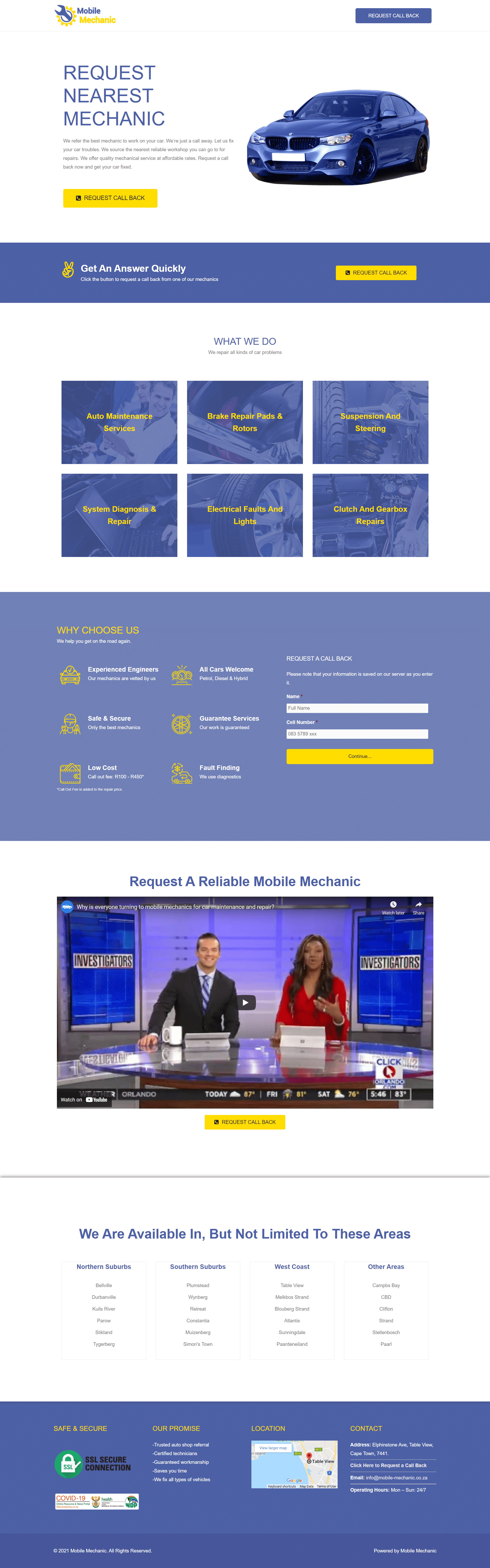 Mobile Mechanic Website Screenshot